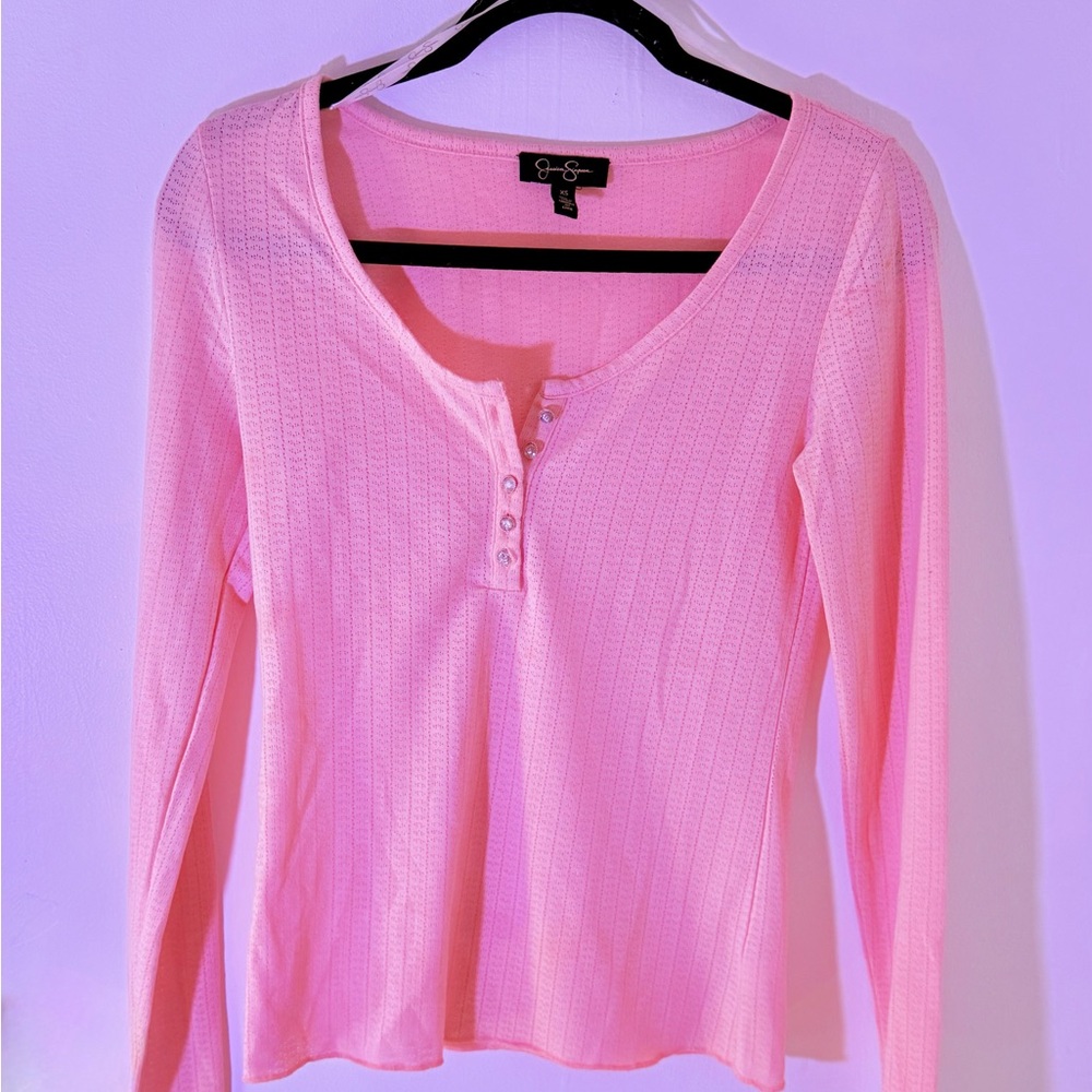 Jessica Simpson Light Pink Button-Front Blouse